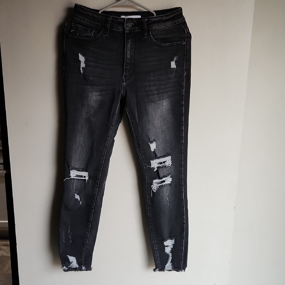 KanCan Boutique Distressed Charcoal Skinny Jeans Size 9/28